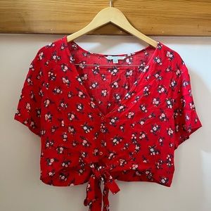 AE Floral Crop Tie Top